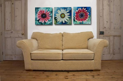 Sunflower Art Displayed in a Room