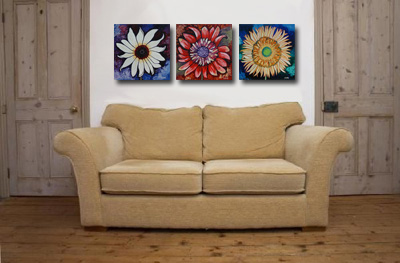 Sunflower Art Displayed in a Room
