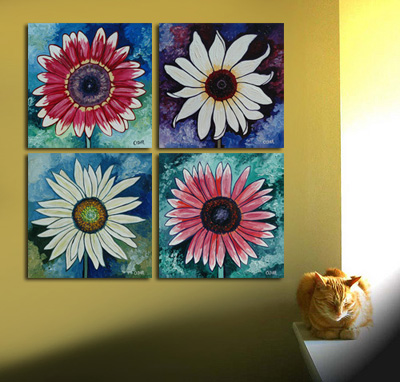 Sunflower Art Displayed in a Room
