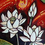 Pink Lotus, Oil on Canvas, 20 x 20", © Cedar Lee, All Rights Reserved