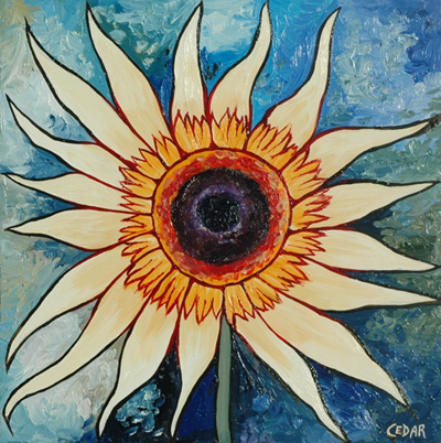 Sunflower Painting by Cedar Lee: Lemon Eclair II