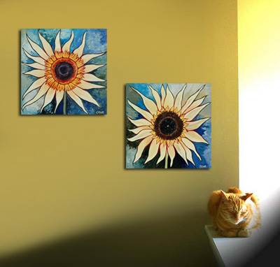 Sunflower Paintings by Cedar Lee: Lemon Eclair II & III
