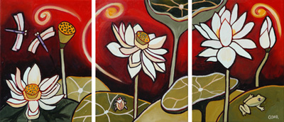 Lotus Flower Painting by Cedar Lee: Lotus Pond II