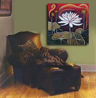 Japanese Lotus Art: Lotus XII, Displayed in a Room