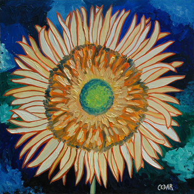 Sunflower Art by Cedar Lee: Orange Aura