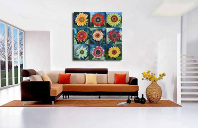 Sunflower Art Displayed in a Room