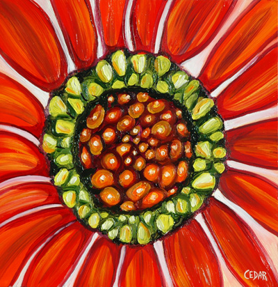 Sunflower Painting by Cedar Lee: Sunflower Heart IV