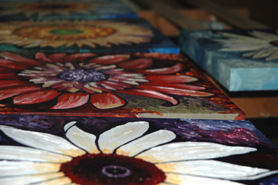 Sunflower Art on Drying Rack