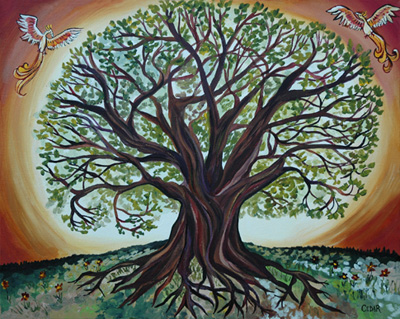 Tree of Life. Acrylic on Canvas, 24" x 30", © Cedar Lee