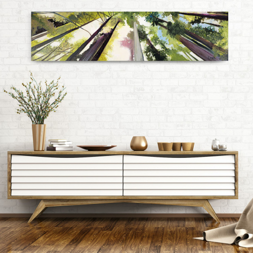 Rose-Hued Redwood Dream. 12" x 48", Acr ylic on Wood, $1,500