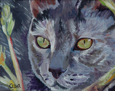 Mocha the Huntress.  8" x 10", Acrylic on Canvas, © 2008 Cedar Lee