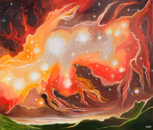 Stellar Inferno. 36" x 42", Oil on Canvas, © 2013 Cedar Lee