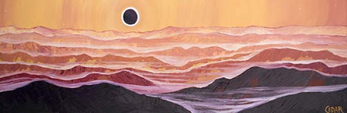 Appalachian Eclipse. 12″ x 36″, Oil on Canvas, © 2017 Cedar Lee