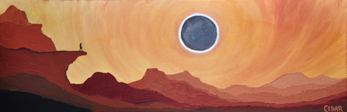 Eclipse From the Precipice. 12″ x 36″, Oil on Canvas, © 2017 Cedar Lee