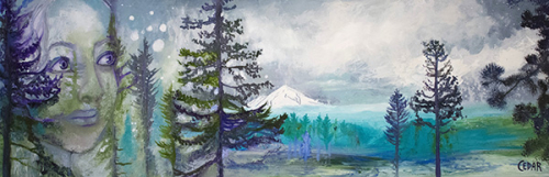 Pacific Northwest Dreams. 12" x 36", Oil on Canvas, © 2017 Cedar Lee