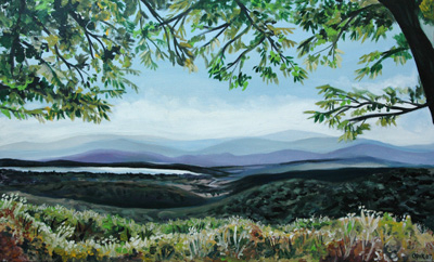 Distant Lake. 28" x 46", Acrylic on Canvas, © 2007 Cedar Lee