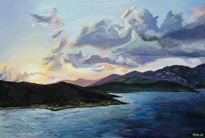 Departing St. Thomas. 24" x 36", Oil on Canvas, © 2007 Cedar Lee