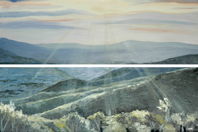 Morning Sunbeams. 24" x 36" (2 panels), Oil on Canvas, © 2008 Cedar Lee