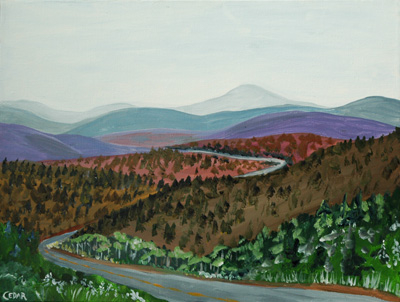 Winding Road 1. 12" x 16", Acrylic on Canvas, © 2007 Cedar Lee