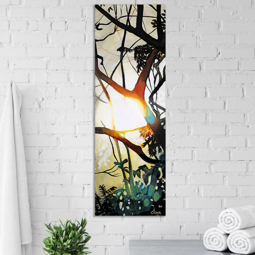 Sunshine Calls. 36″ x 12″, Acrylic on Wood, $900