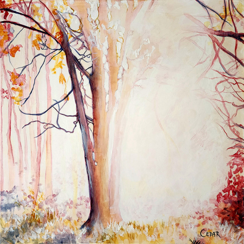 Autumn Sunshine. 20" x 20", Acrylic on Canvas, © 2022 Cedar Lee