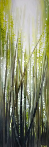 Bamboo Dreams. 36" x 12",  Acrylic on Wood, © 2024 Cedar Lee