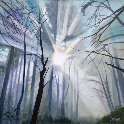 Blue Mist. 30” x 30”, Acrylic on Canvas, © 2022 Cedar Lee