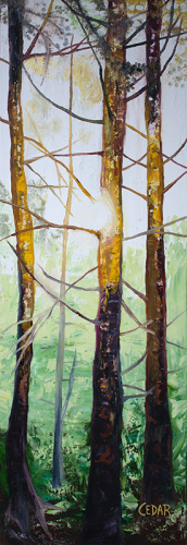 Branches Glowing. 36" x 12", Oil on Canvas, © 2020 Cedar Lee
