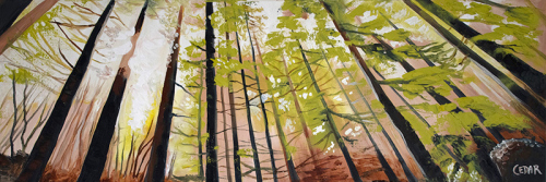 Discovering the Woods. 12" x 36", Oil on Canvas, © 2020 Cedar Lee