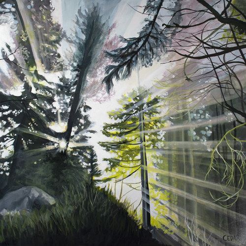 Earth's Forest. 48" x 48", Acrylic on Canvas, © 2022 Cedar Lee