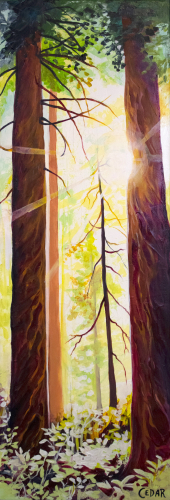Forest Perspective. 36" x 12", Acrylic on Canvas, © 2020 Cedar Lee