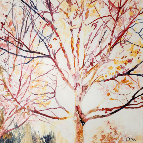 Glorious Fall. 20" x 20", Acrylic on Canvas, © 2022 Cedar Lee