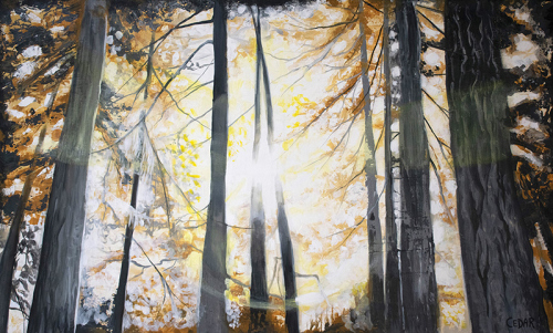 Golden Memories. 36" x 60", Acrylic on Canvas, © 2021 Cedar Lee