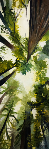 Heart in the Canopy. 36" x 12", Acrylic on Canvas, © 2023 Cedar Lee