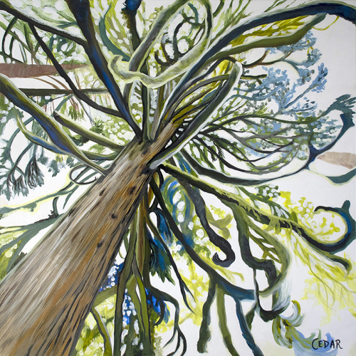 I'm Lichen These Branches! 36" x 36", Acrylic on Canvas, © 2022 Cedar Lee