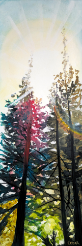 Oregon Summer. 36" x 12",  Acrylic on Wood, © 2024 Cedar Lee