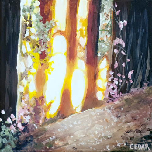Portland Sunset. 10" x 10",  Acrylic on Canvas, © 2024 Cedar Lee