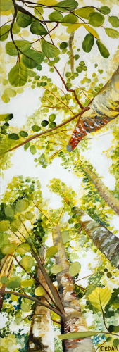 Sparkling Canopy. 36" x 12", Acrylic on Canvas, © 2022 Cedar Lee