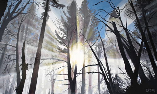 Sun Through Fog. 36" x 60", Acrylic on Canvas, © 2022 Cedar Lee