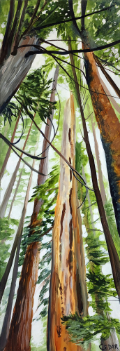 Tall Green Woods. 36" x 12", Acrylic on Canvas, © 2022 Cedar Lee