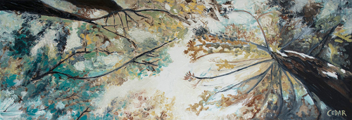 Treetop Wonder. 12" x 36", Oil on Canvas, © 2019 Cedar Lee