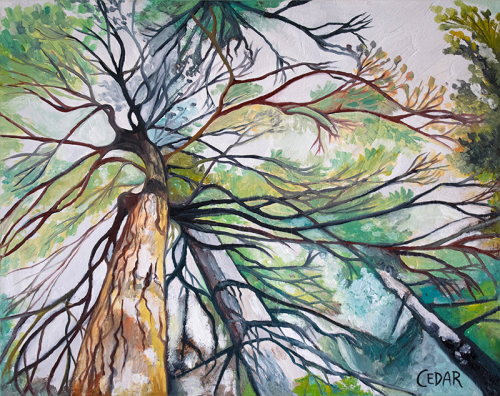 Twisting Branches. 24" x 30", Oil on Canvas, © 2020 Cedar Lee