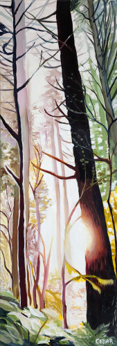 Wild Wood Sun. 36" x 12", Acrylic on Canvas, © 2022 Cedar Lee