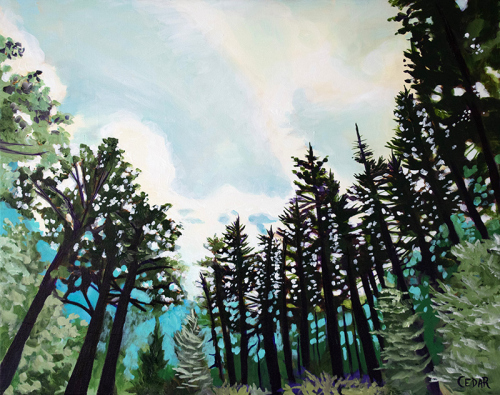 Yosemite Sky (Emerald and Teal).  24" x 30",  Acrylic on Canvas, © 2022 Cedar Lee