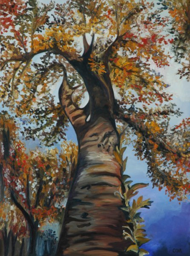 Russet Leaves.  40" x 30", Oil on Canvas, © 2013 Cedar Lee