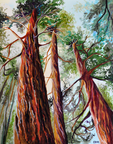 Three Giants. 30" x 24", Oil on Wood, © 2014 Cedar Lee