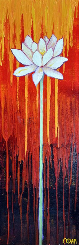 Stand Tall: Red. 36″ x 12″, Oil on Canvas, © 2017 Cedar Lee