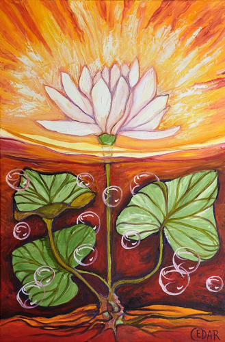Underwater Lotus. 36" x 24", Oil on Canvas, © 2016 Cedar Lee