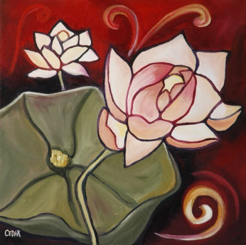 Lotus IX. 20" x 20", Oil on Canvas, © 2008 Cedar Lee