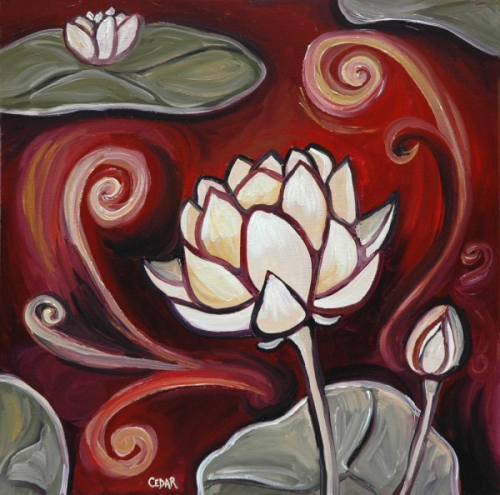 Lotus VI. 20" x 20", Oil on Canvas, © 2007 Cedar Lee